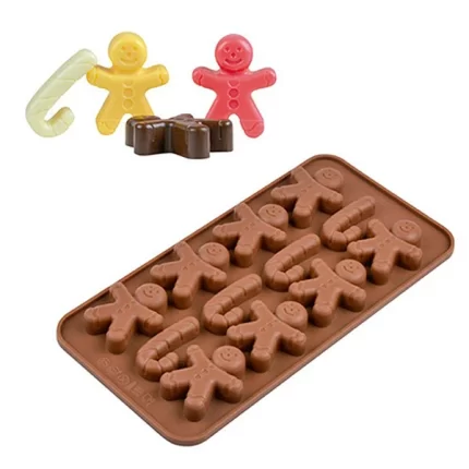 MOLDE DE SILICONE CHOCOLATE BISCOITO E BENGALA DE NATAL