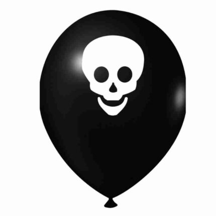 BALÃO DE LATÉX 9 POLEGADAS HALLOWEEN BRANCO CAVEIRA REDONDO COM 25 UNIDADES - JOY