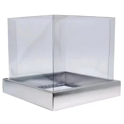 CAIXA PANETONE ABERTA 500G - 15X15X17 - PRATA - (4144)