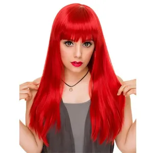 PERUCA LONGA PARA FANTASIA COR VERMELHA