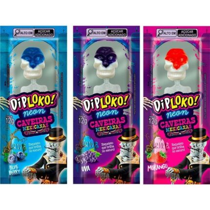 PIRULITO DIP LOKO CAVEIRAS MEXICANAS NEON 12G - DANILLA