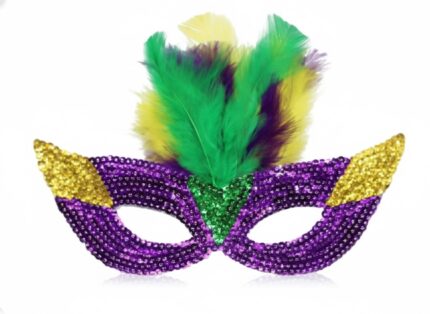 MÁSCARA DE CARNAVAL COM PLUMAS