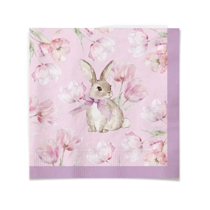 GUARDANAPO PAPEL COELHO E FLOR MAXI COLORIDA 33X33 COM 20 FOLHAS