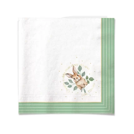 GUARDANAPO PAPEL COELHO VERDE 33X33 COM 20 FOLHAS