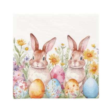 GUARDANAPO PAPEL COELHO E OVO COLORIDO 33X33 COM 20 FOLHAS