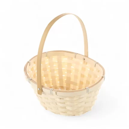 CESTA OVAL TRAMA COM ALÇA DE PALHA 28X24,5X21CM