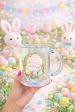 CANECA DECORADA COM COELHOS OU CENOURAS SORTIDOS - Imagem 2