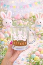 CANECA DECORADA COM COELHOS OU CENOURAS SORTIDOS - Imagem 3
