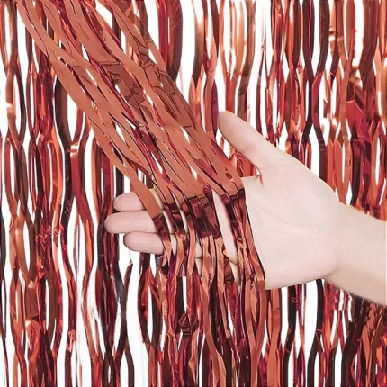 CORTINA DECORATIVA METALIZADA LARANJA 1X2M