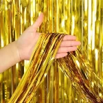 CORTINA DECORATIVA METALIZADA DOURADA 1X2M - Imagem 3