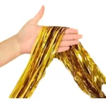 CORTINA DECORATIVA METALIZADA DOURADA 1X2M - Imagem 2