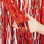 CORTINA DECORATIVA METALIZADA VERMELHA 1X2M