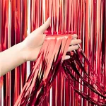 CORTINA DECORATIVA METALIZADA VERMELHA 1X2M - Imagem 2