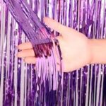 CORTINA DECORATIVA METALIZADA LILÁS 1X2M - Imagem 2