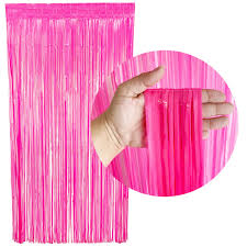 CORTINA METALIZADA TOM NEON 2X1 M C/1 UN  - ROSA