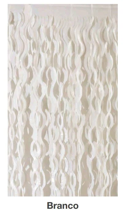 CORTINA DECORATIVA METALIZADA ESPIRAL BRANCO 1,00X2,00M