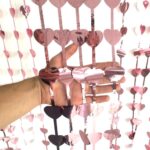 CORTINA DECORATIVA METALIZADA  CORACAO 1,8 MT C/1 UN  - OURO ROSE