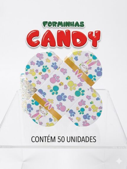 FORMINHA PARA DOCES 4 PETÁLAS FELIZ PÁCOA COM 50UN 3,4X3,4CM