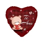BALÃO METALIZADO CORAÇÃO DE URSO TE AMO 17 POLEGADAS