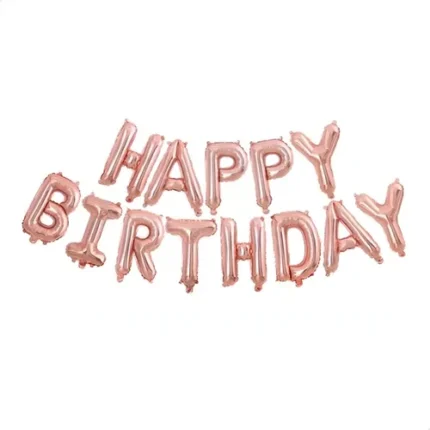 BALÃO METALIZADO HAPPY BIRTHDAY ROSA 45CM