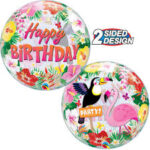 BALAO 22" BUBBLE SIMPLES PC1 HAPPY BIRTHDAY PARTY! TROPICAL - Imagem 2