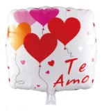 BALAO METALIZADO QUADRADO CORACAO TE AMO M1 C/1 UN