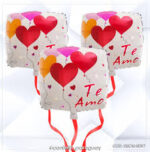 BALAO METALIZADO QUADRADO CORACAO TE AMO M1 C/1 UN - Imagem 2