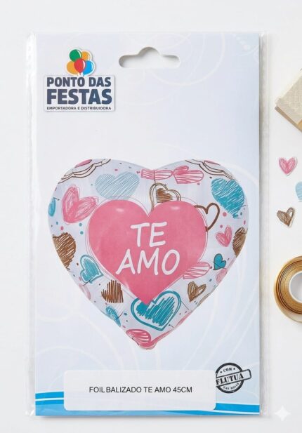 BALÃO METALIZADO TE AMO 45CM