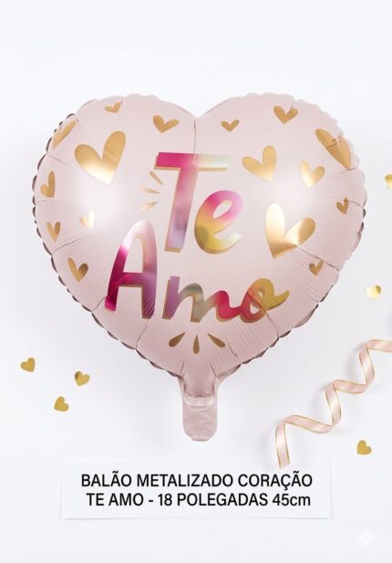 BALÃO METALIZADO CORAÇÃO TE AMO 18 POLEGADAS 45CM