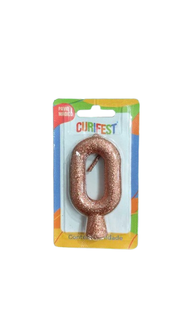 VELA DE ANIVERSÁRIO RENEW GLITTER ROSE N 0 - CURIFEST