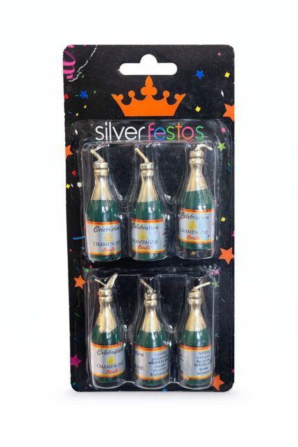 VELA  DE ANIVERSÁRIO CHAMPAGNE C/6 UNID- SILVER