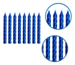 VELA DE ANIVERSÁRIO ESPIRAL AZUL METALIZADA- SILVER