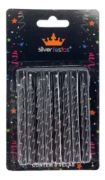 VELA DE ANIVERSÁRIO ESPIRAL PRETA METALIZADA- SILVER - Imagem 2