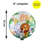 BALAO REDONDO SAFARI HAPPY BIRTHDAY 17 POL 43X43CM C/1 UN - Imagem 2