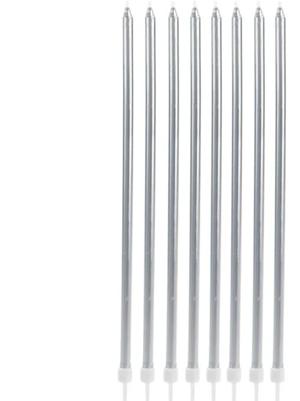VELA DE ANIVERSÁRIO PALITO GIGANTE METALIZADA PRATA - SILVER