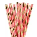 CANUDO PAPEL LISTRADO DOURADO / ROSA BEBE - Imagem 2