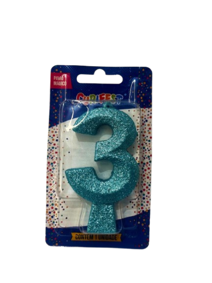 VELA DE ANIVERSÁRIO CONCEPT GLITTER TIFFANY N 3- CURIFEST