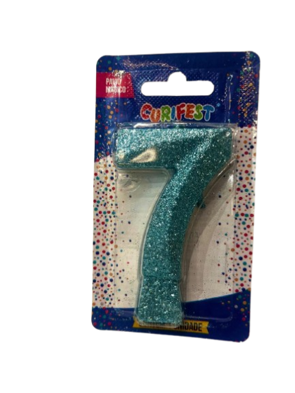 VELA DE ANIVERSÁRIO CONCEPT GLITTER TIFFANY N 7 - CURIFEST