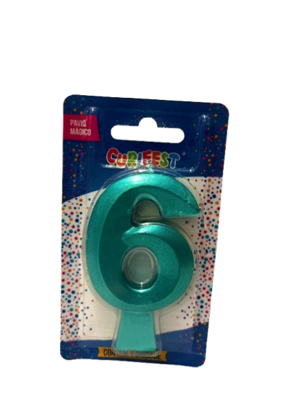 VELA DE ANIVERSÁRIO CONCEPT METALLIC VERDE N 6- CURIFEST