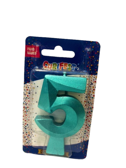 VELA DE ANIVERSÁRIO CONCEPT METALLIC VERDE N 5- CURIFEST