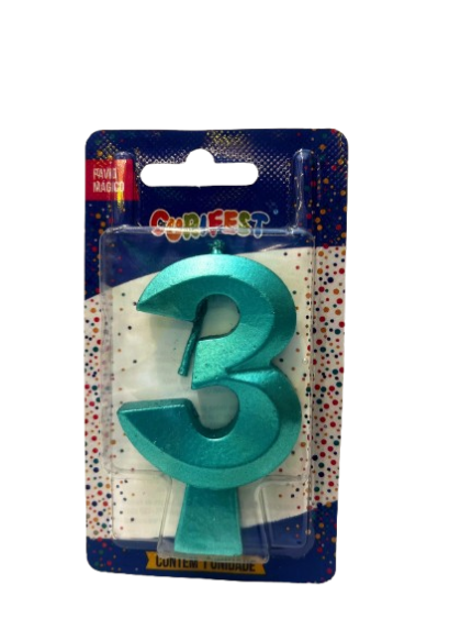 VELA DE ANIVERSÁRIO CONCEPT METALLIC VERDE N 3- CURIFEST