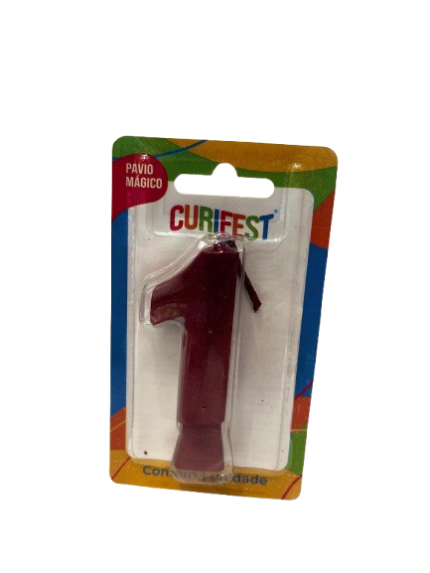 VELA DE ANIVERSÁRIO CONCEPT METALLIC VERMELHA N 1 - CURIFEST