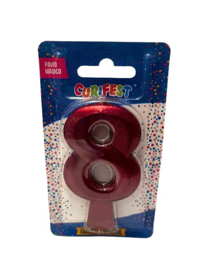 VELA DE ANIVERSÁRIO CONCEPT METALLIC VERMELHA N 8 - CURIFEST