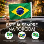 BANDEIRA COM HASTE DO BRASIL PARA JANELA DE CARRO 30x45CM - Imagem 2