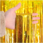 CORTINA METALIZADA PONTO HOLOGRAFICA 1X2 MT C/1 UN  - DOURADO - Imagem 2