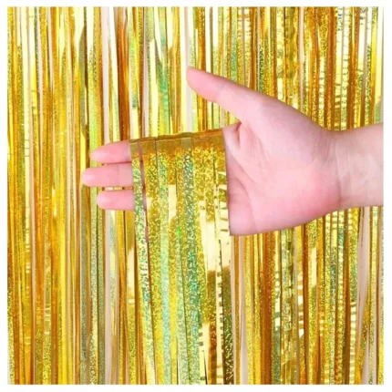 CORTINA METALIZADA PONTO HOLOGRAFICA 1X2 MT C/1 UN  - DOURADO