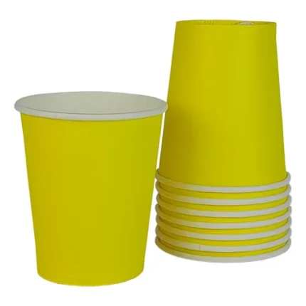 COPO DE PAPEL LISO AMARELO COM 10 UNID