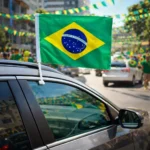 BANDEIRA COM HASTE DO BRASIL PARA JANELA DE CARRO 30x45CM - Imagem 4
