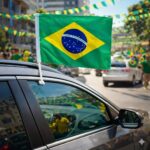 BANDEIRA COM HASTE DO BRASIL PARA JANELA DE CARRO 30x45CM - Imagem 3