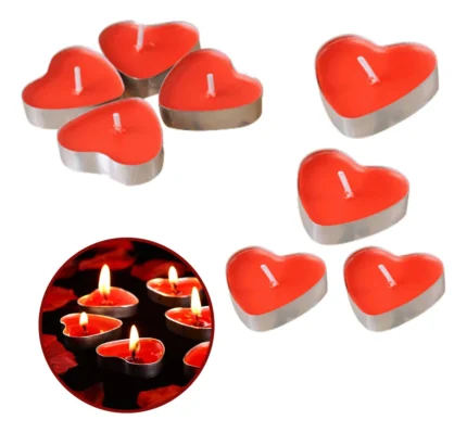 VE- VELA DECORATIVA CORAÇÃO C/10 UN SEM ODOR VERMELHO